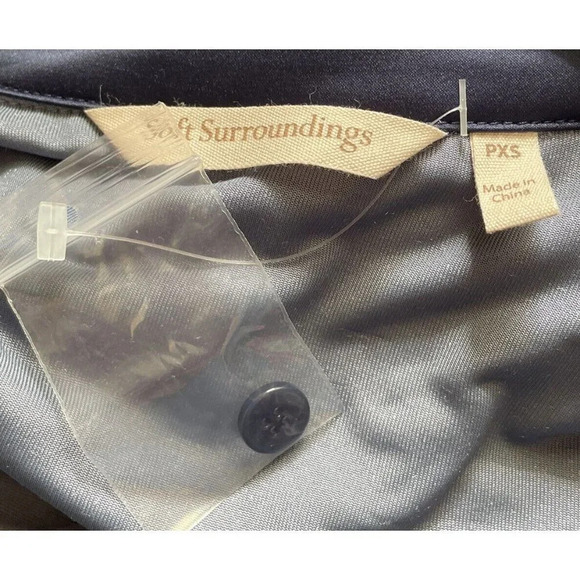 Soft Surroundings Navy Velvet Boyfriend Shirt Top Button Up‎ Long Sleeve PXS NEW - Picture 5 of 6